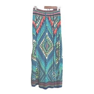 Flying Tomato Sz S A-line Aztac Pattern Maxi Skirt Elastic Waist 100% Rayon